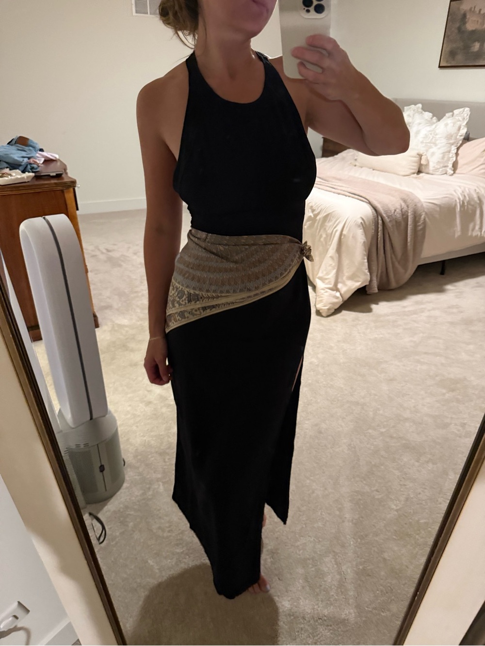 Express Sleeveless Ponte Racerback black Midi Dress with slit size small - Picture 11 of 12